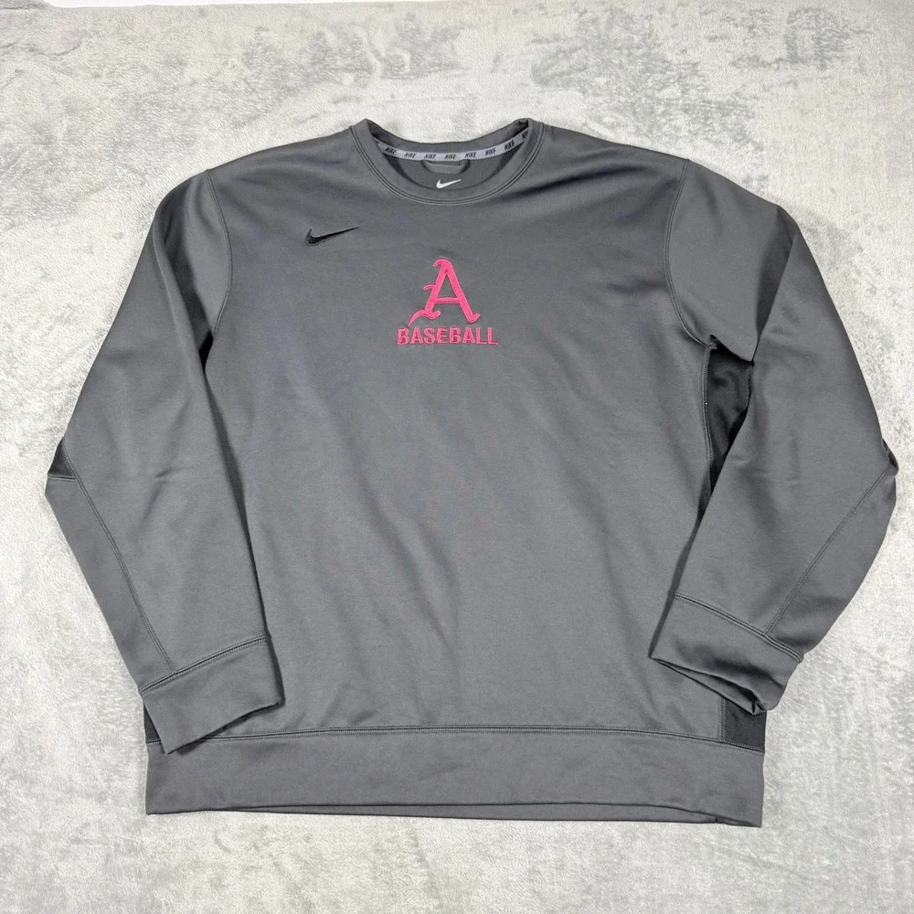 Nike Mens XL Sweatshirt Grey Alabama Crimson Baseball Therma-FIT Pullover
